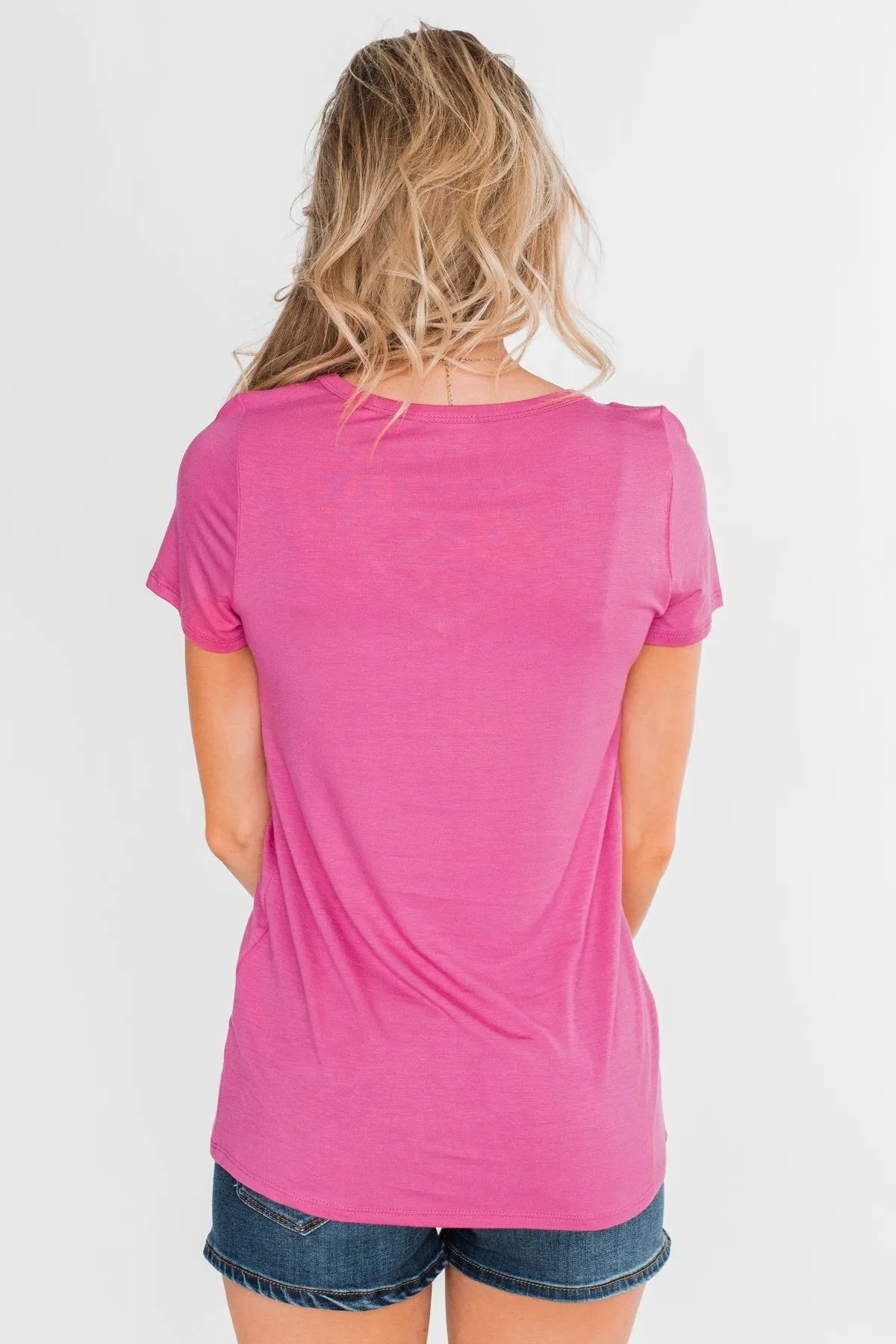 Meet Me Here Short Sleeve Top- Magenta