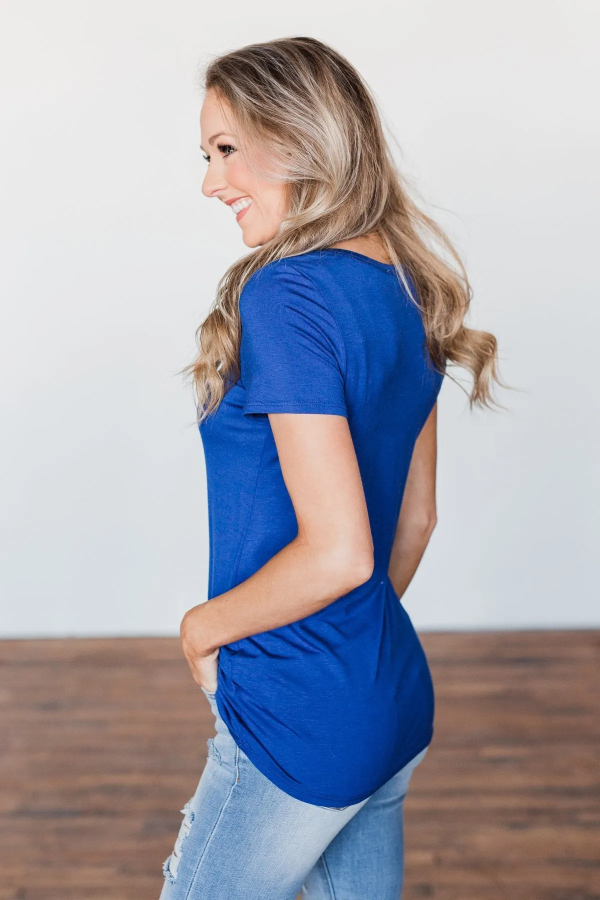 Meet Me Here Short Sleeve Top- Royal Blue