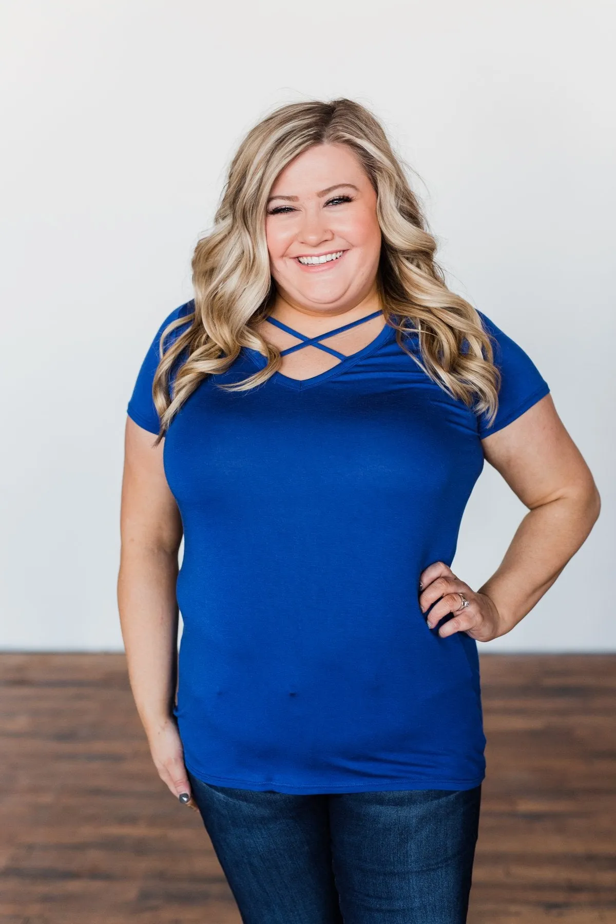 Meet Me Here Short Sleeve Top- Royal Blue