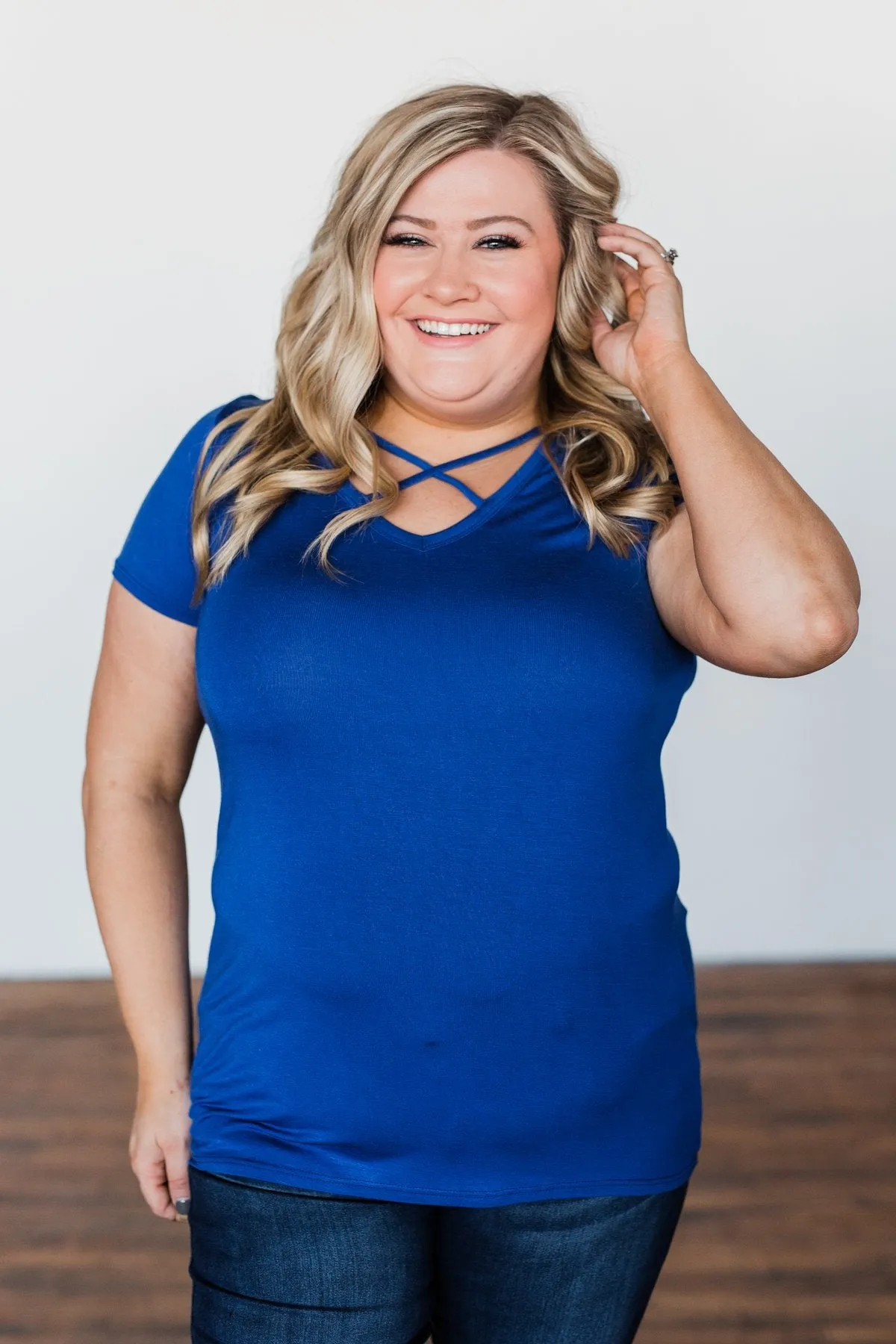 Meet Me Here Short Sleeve Top- Royal Blue