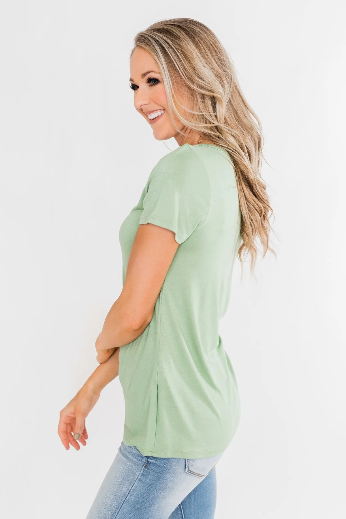 Meet Me Here Short Sleeve Top- Sage