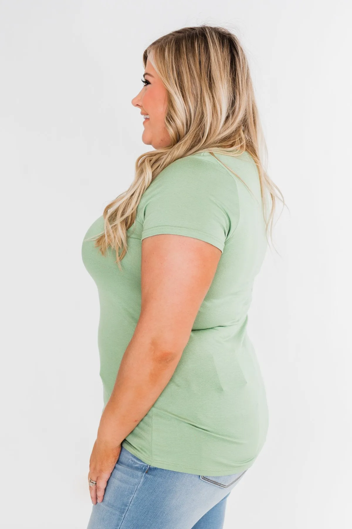 Meet Me Here Short Sleeve Top- Sage
