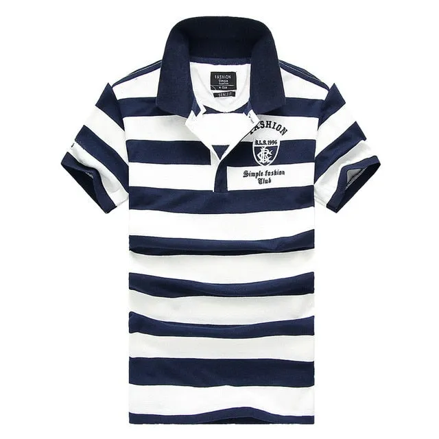 Men Classic Striped Polo Shirt Cotton Short Sleeve NEW Arrived 2019 summer Plus size M-XXXXL