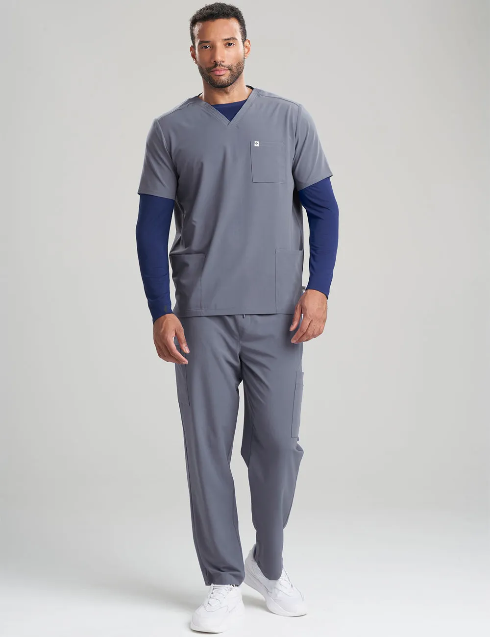 Mens Classic Scrub Top - Pewter