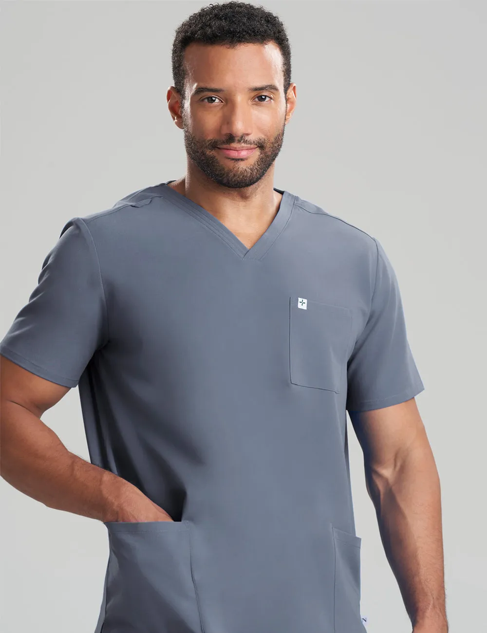 Mens Classic Scrub Top - Pewter