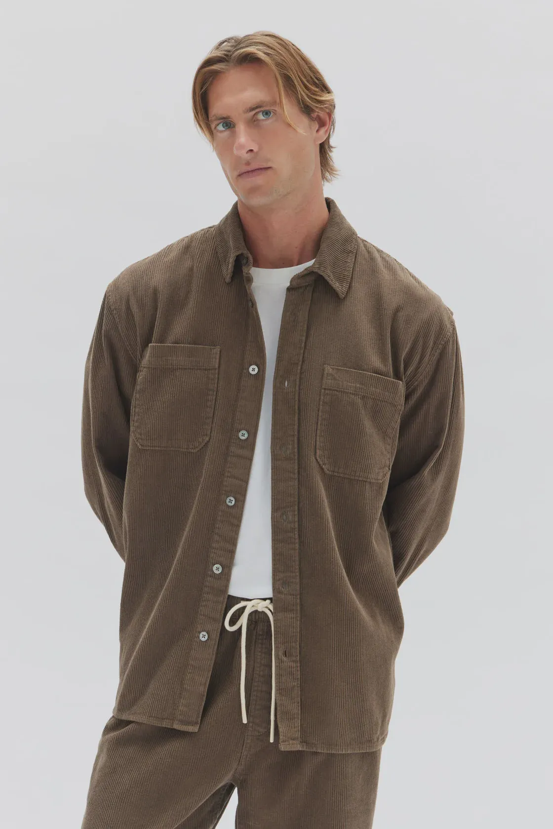 Mens Harley Cord Shirt Dark Olive