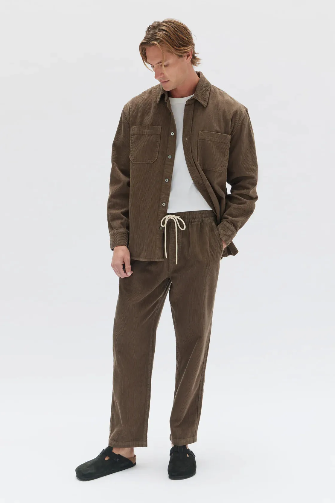 Mens Harley Cord Shirt Dark Olive