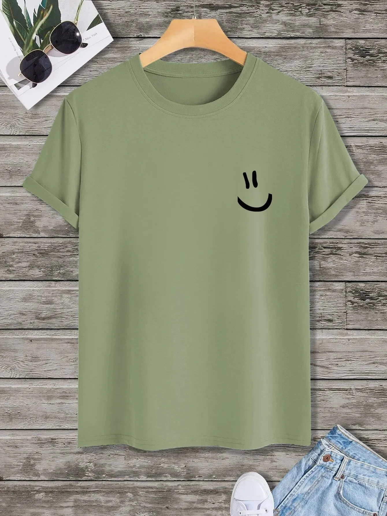 Men's Oversize Print Smile Tees