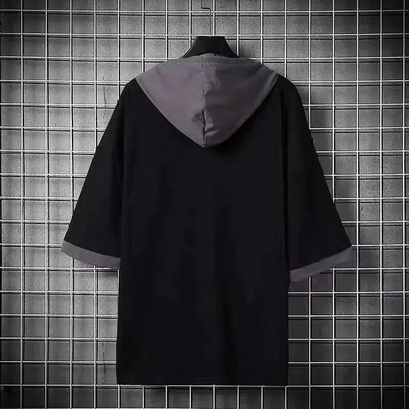 Men's  Short Sleeve Printed Hooded Tops