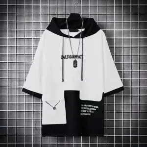 Men's  Short Sleeve Printed Hooded Tops