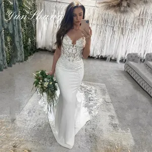 Mermaid Wedding Dresses Women Open Back