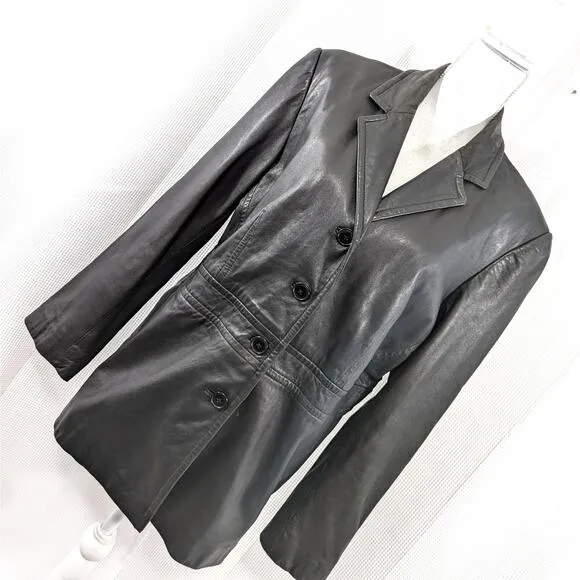 MERONA! LUXE BUTTERY SOFT BLACK GENUINE LEATHER TAILORED JACKET, COAT! SZ XL