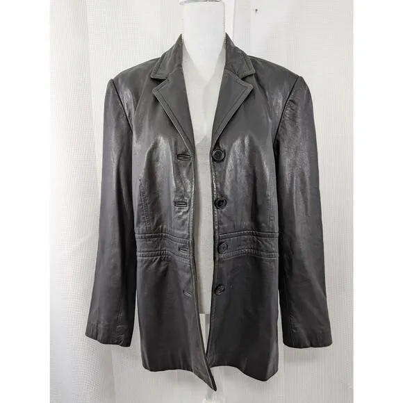 MERONA! LUXE BUTTERY SOFT BLACK GENUINE LEATHER TAILORED JACKET, COAT! SZ XL