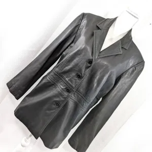 MERONA! LUXE BUTTERY SOFT BLACK GENUINE LEATHER TAILORED JACKET, COAT! SZ XL