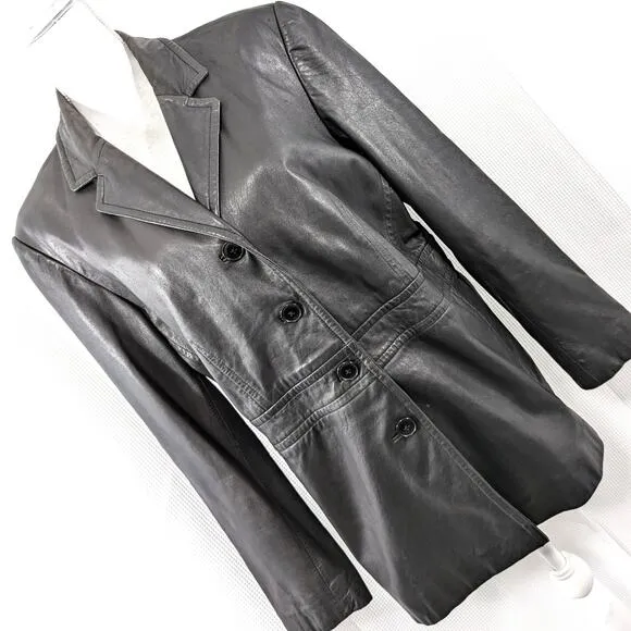 MERONA! LUXE BUTTERY SOFT BLACK GENUINE LEATHER TAILORED JACKET, COAT! SZ XL