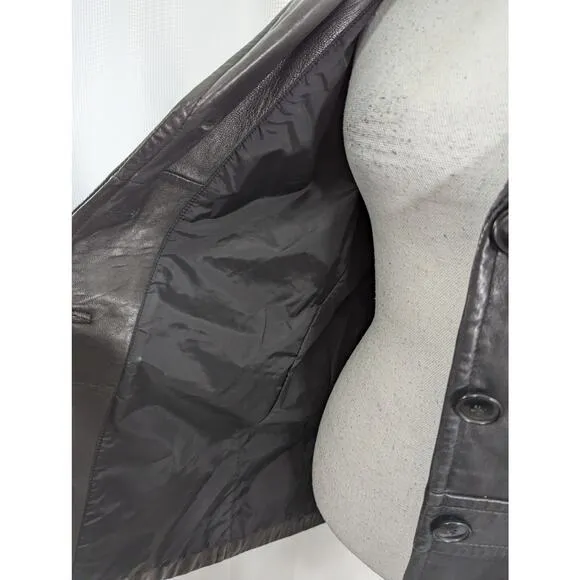 MERONA! LUXE BUTTERY SOFT BLACK GENUINE LEATHER TAILORED JACKET, COAT! SZ XL
