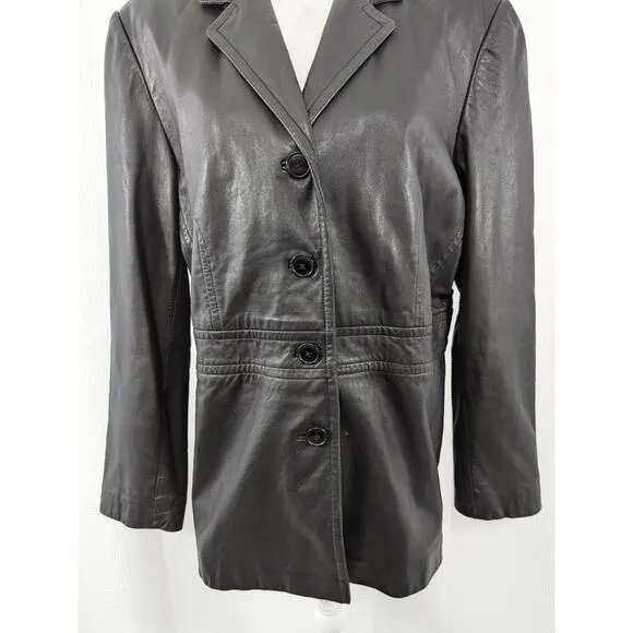 MERONA! LUXE BUTTERY SOFT BLACK GENUINE LEATHER TAILORED JACKET, COAT! SZ XL