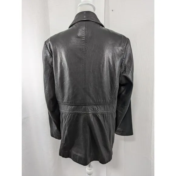 MERONA! LUXE BUTTERY SOFT BLACK GENUINE LEATHER TAILORED JACKET, COAT! SZ XL