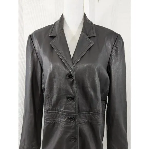 MERONA! LUXE BUTTERY SOFT BLACK GENUINE LEATHER TAILORED JACKET, COAT! SZ XL