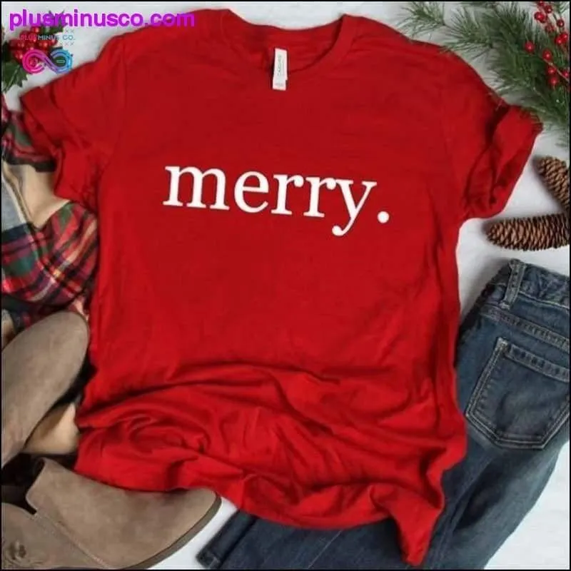 Merry Christmas Print Short Sleeve T-shirt at