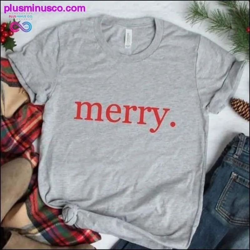 Merry Christmas Print Short Sleeve T-shirt at