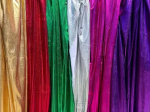 Metallic Lame Foil Stretch Fabric by Yard, 4 way Stretch All Over Foil on Stretch Knit, Perfect for Dance Wear, Costumes, Dresses, Leggings