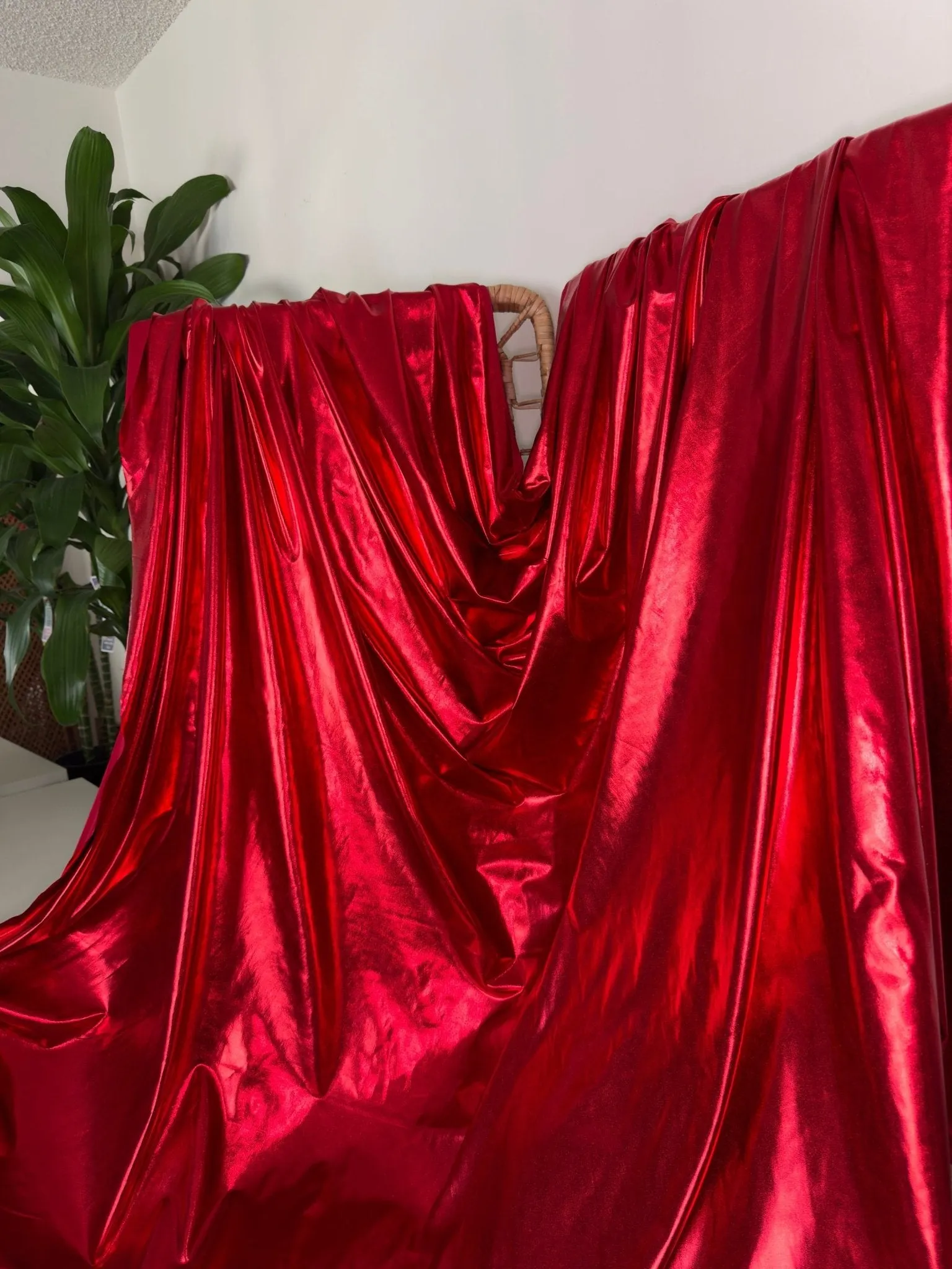 Metallic Lame Foil Stretch Fabric by Yard, 4 way Stretch All Over Foil on Stretch Knit, Perfect for Dance Wear, Costumes, Dresses, Leggings