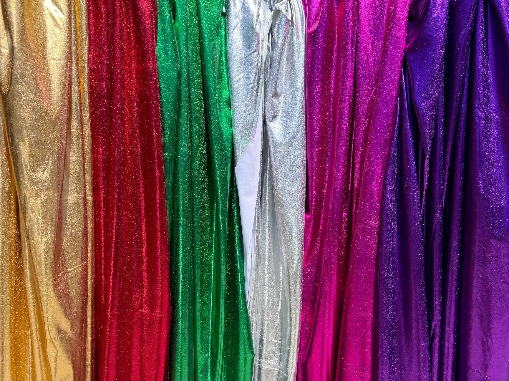 Metallic Lame Foil Stretch Fabric by Yard, 4 way Stretch All Over Foil on Stretch Knit, Perfect for Dance Wear, Costumes, Dresses, Leggings