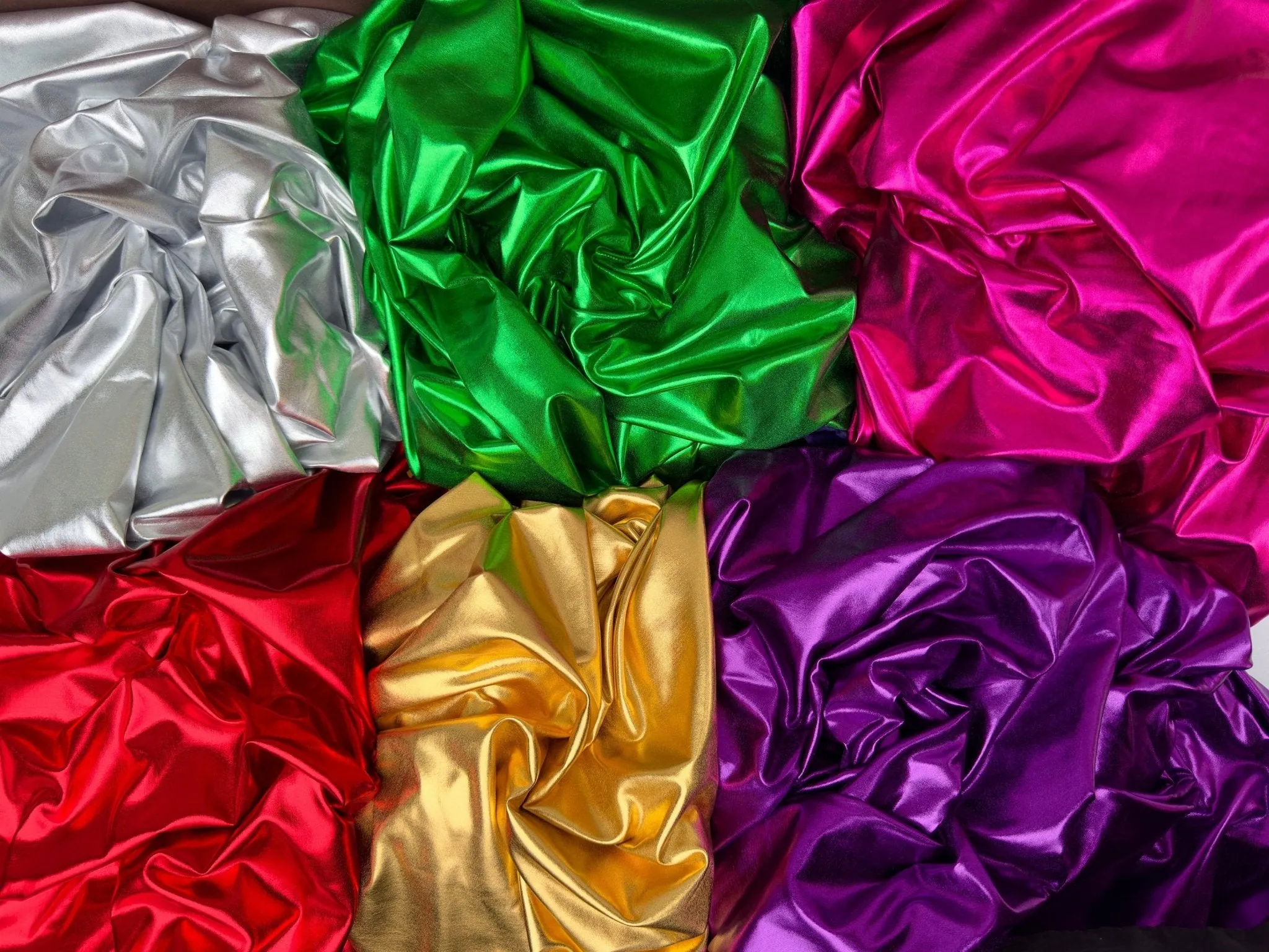 Metallic Lame Foil Stretch Fabric by Yard, 4 way Stretch All Over Foil on Stretch Knit, Perfect for Dance Wear, Costumes, Dresses, Leggings