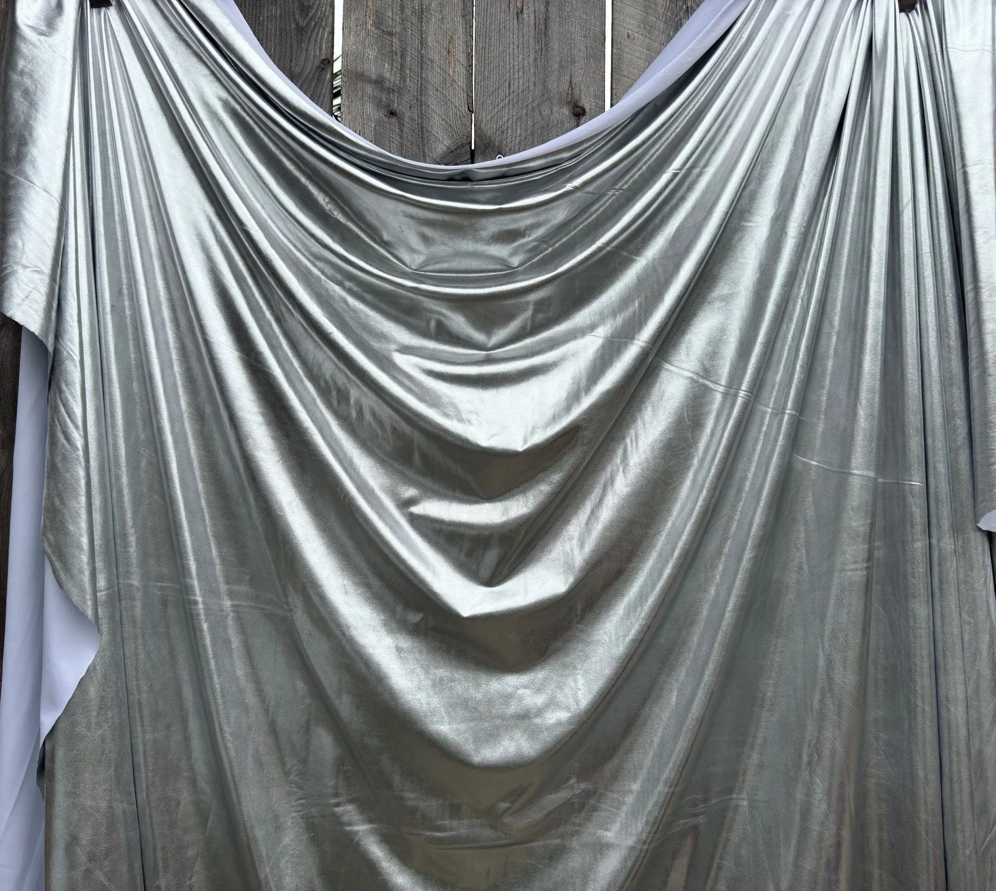 Metallic Lame Foil Stretch Fabric by Yard, 4 way Stretch All Over Foil on Stretch Knit, Perfect for Dance Wear, Costumes, Dresses, Leggings