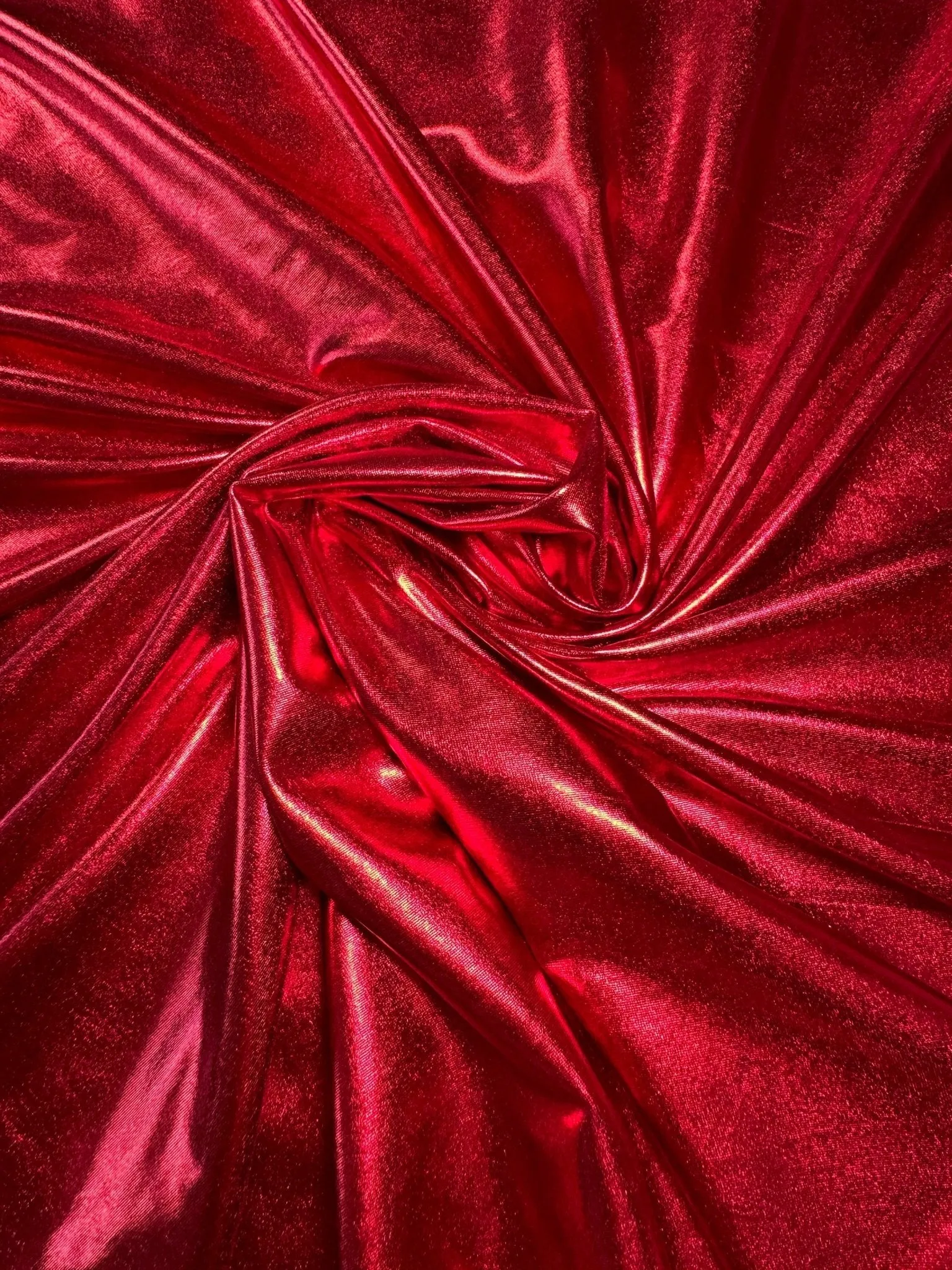 Metallic Stretch Red Lame Foil Spandex Fabric by Yard Shiny Red Foil on Stretch Knit, Perfect for Dance Wear, Decor, Red Dresses, Leggings