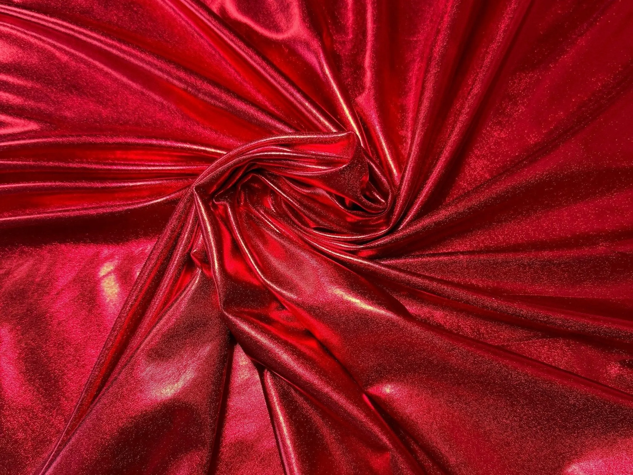 Metallic Stretch Red Lame Foil Spandex Fabric by Yard Shiny Red Foil on Stretch Knit, Perfect for Dance Wear, Decor, Red Dresses, Leggings