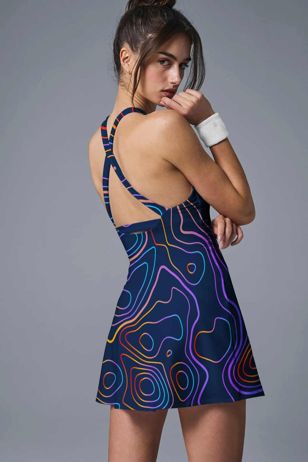 Midnight Terrain Set – Women’s Topographic Print Activewear