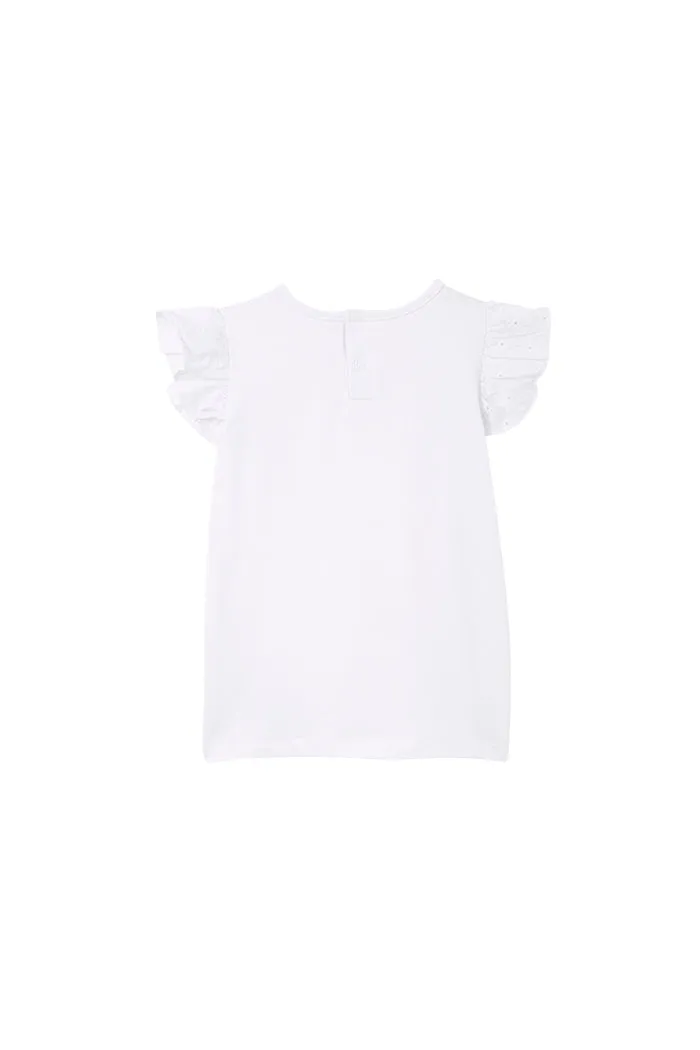 MILKY WHITE BRODERIE FRILL TEE