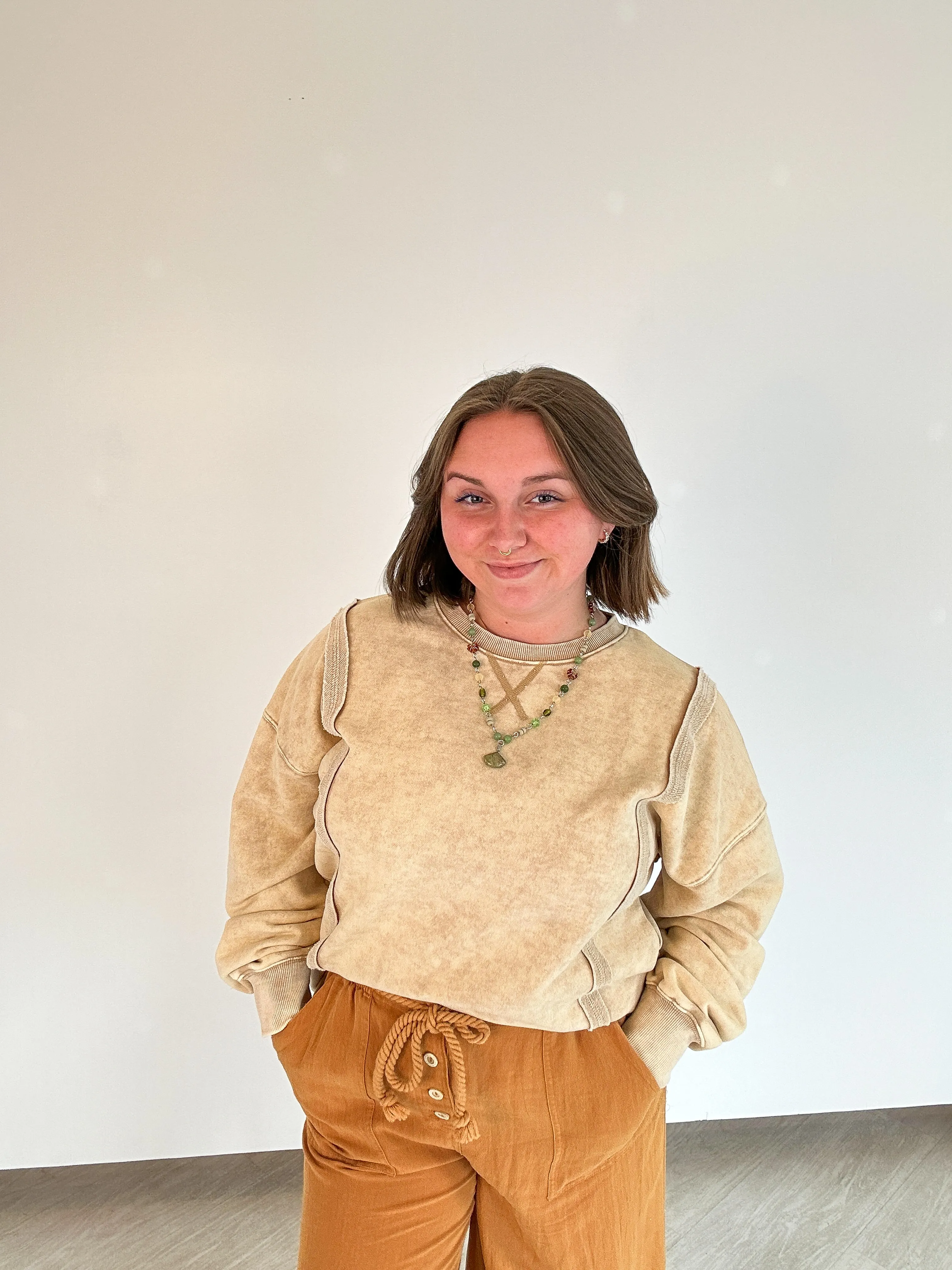 Mineral French Terry Beige Oversized Top