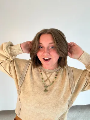 Mineral French Terry Beige Oversized Top