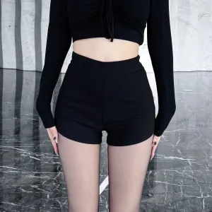 Minimalist High-Waist Black Shorts