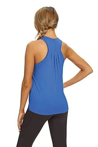 Mippo Womens Workout Tank Tops Loose Fit Cute Muscle Tanks Athletic Yoga Shirts Racerback Sports Running Activewear Tops Gym Clothes for Women Blue S