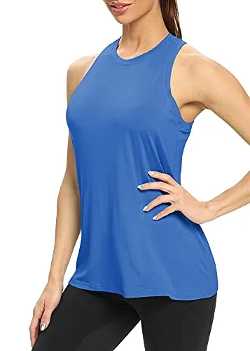 Mippo Womens Workout Tank Tops Loose Fit Cute Muscle Tanks Athletic Yoga Shirts Racerback Sports Running Activewear Tops Gym Clothes for Women Blue S
