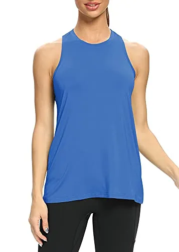 Mippo Womens Workout Tank Tops Loose Fit Cute Muscle Tanks Athletic Yoga Shirts Racerback Sports Running Activewear Tops Gym Clothes for Women Blue S