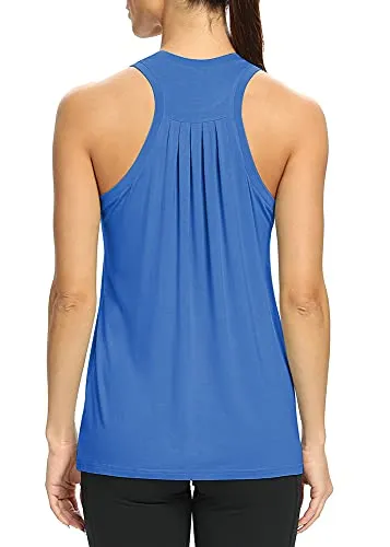 Mippo Womens Workout Tank Tops Loose Fit Cute Muscle Tanks Athletic Yoga Shirts Racerback Sports Running Activewear Tops Gym Clothes for Women Blue S