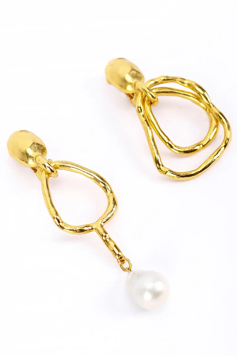 Mismatched Organic Geo Drop Earrings