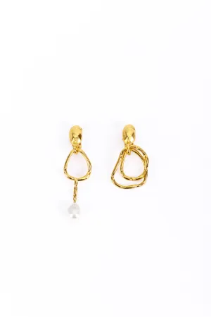 Mismatched Organic Geo Drop Earrings