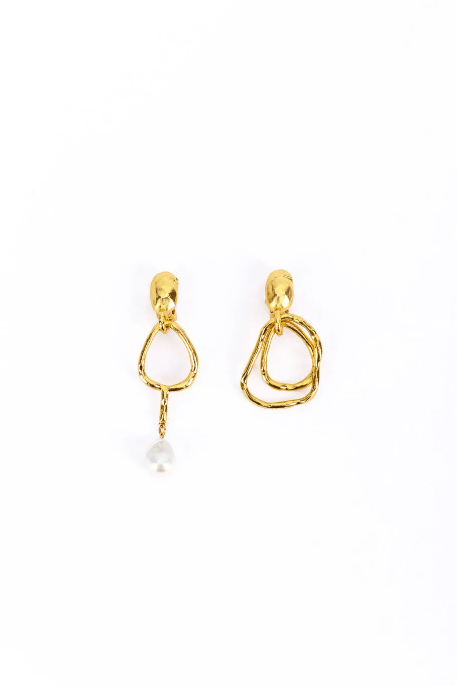 Mismatched Organic Geo Drop Earrings