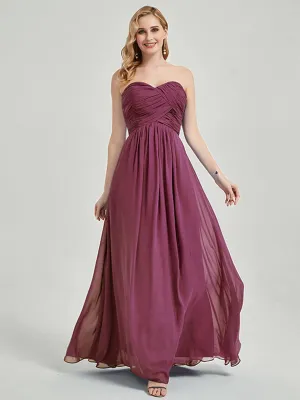 Mulberry Strapless Sweetheart  Chiffon Maternity Maxi Bridesmaid Dress
