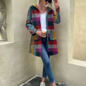 Multi Color Block Pocket Hoodie Jacket Coat