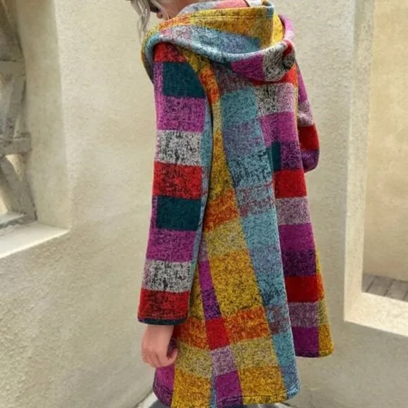 Multi Color Block Pocket Hoodie Jacket Coat