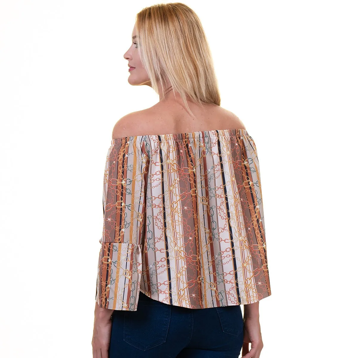 Multicolor Long Sleeve Off the Shoulder Blouse for Women - Going Out Tops for Ladies