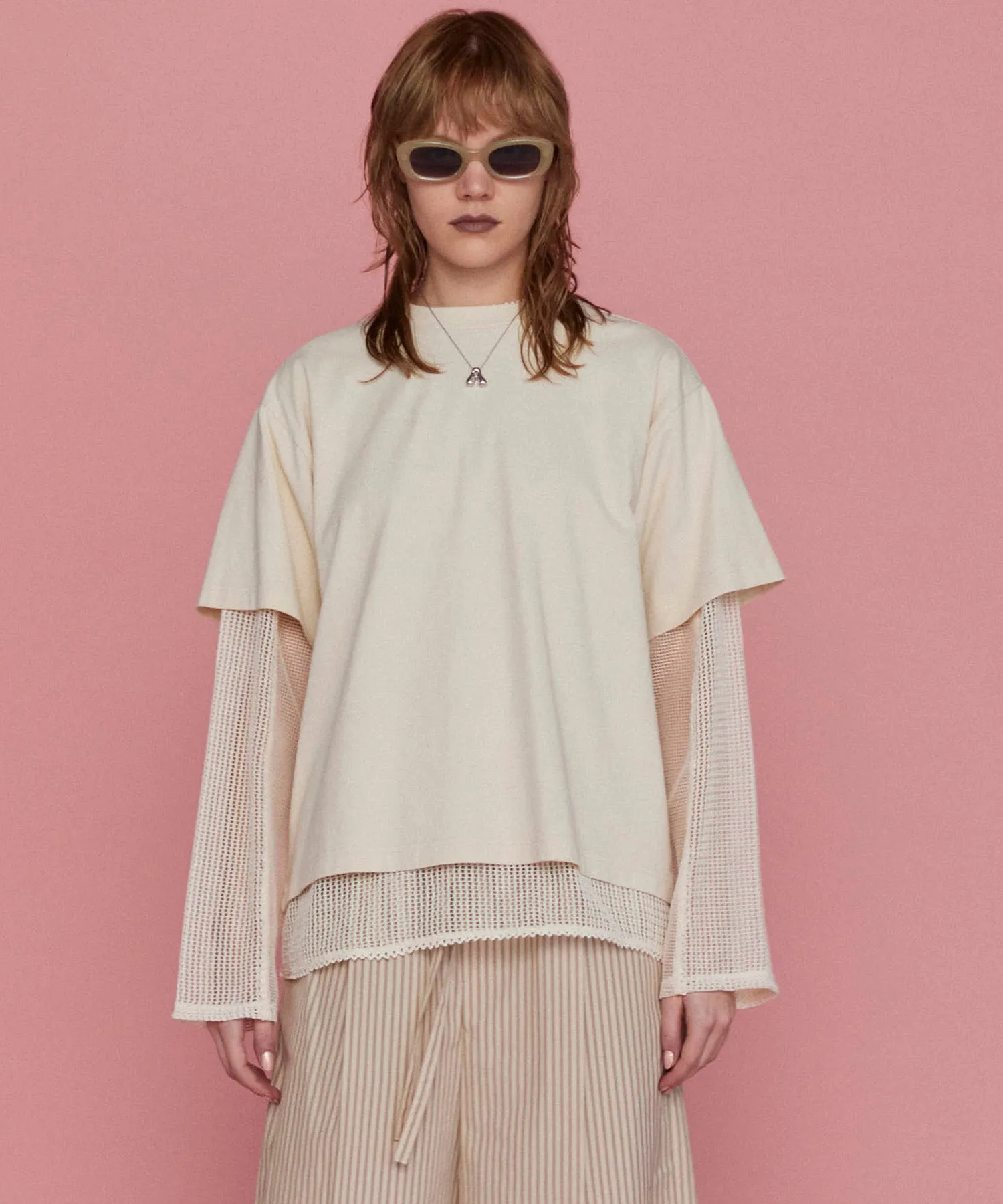 Multiway Mesh Fabric Layered T-shirt