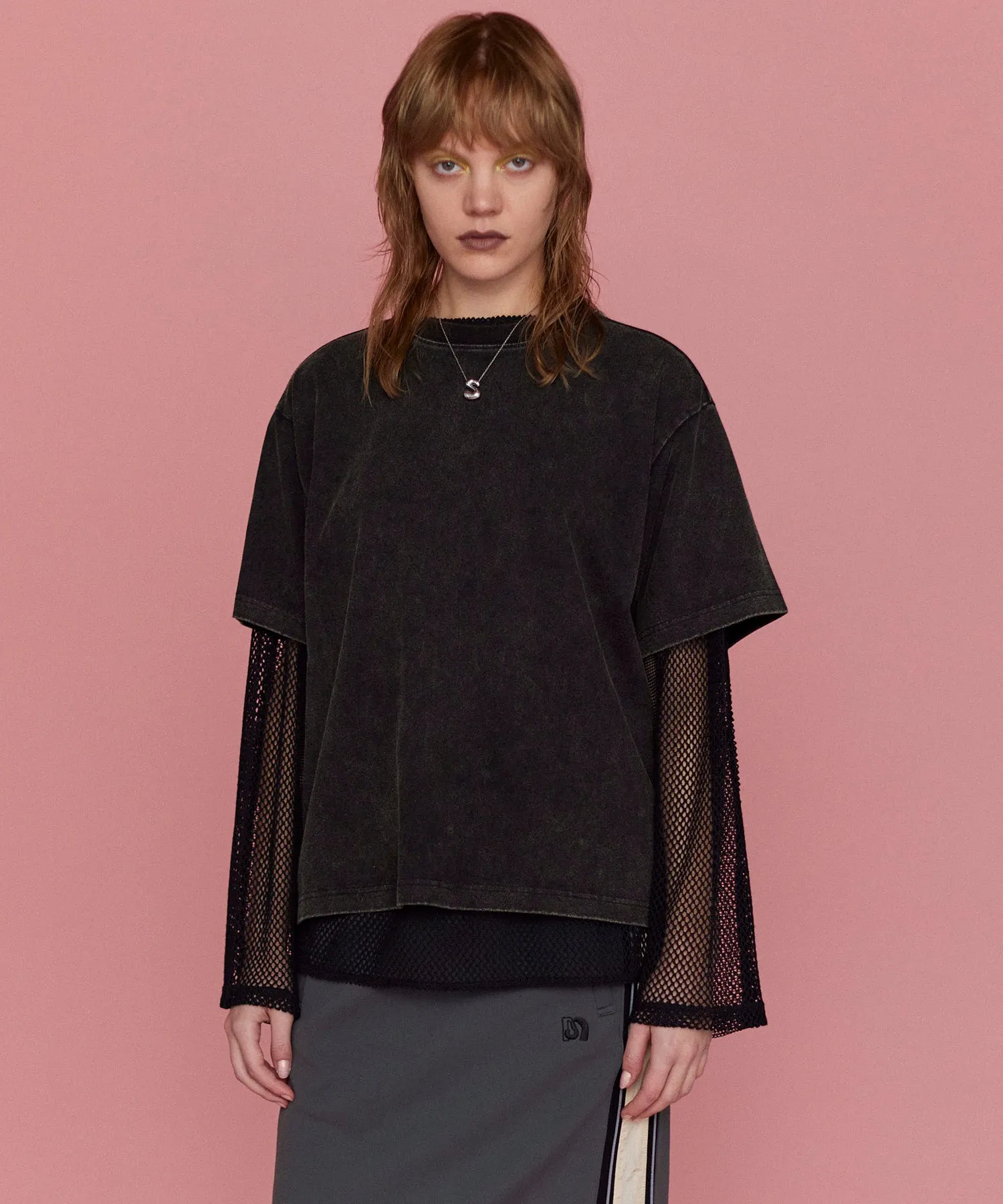 Multiway Mesh Fabric Layered T-shirt
